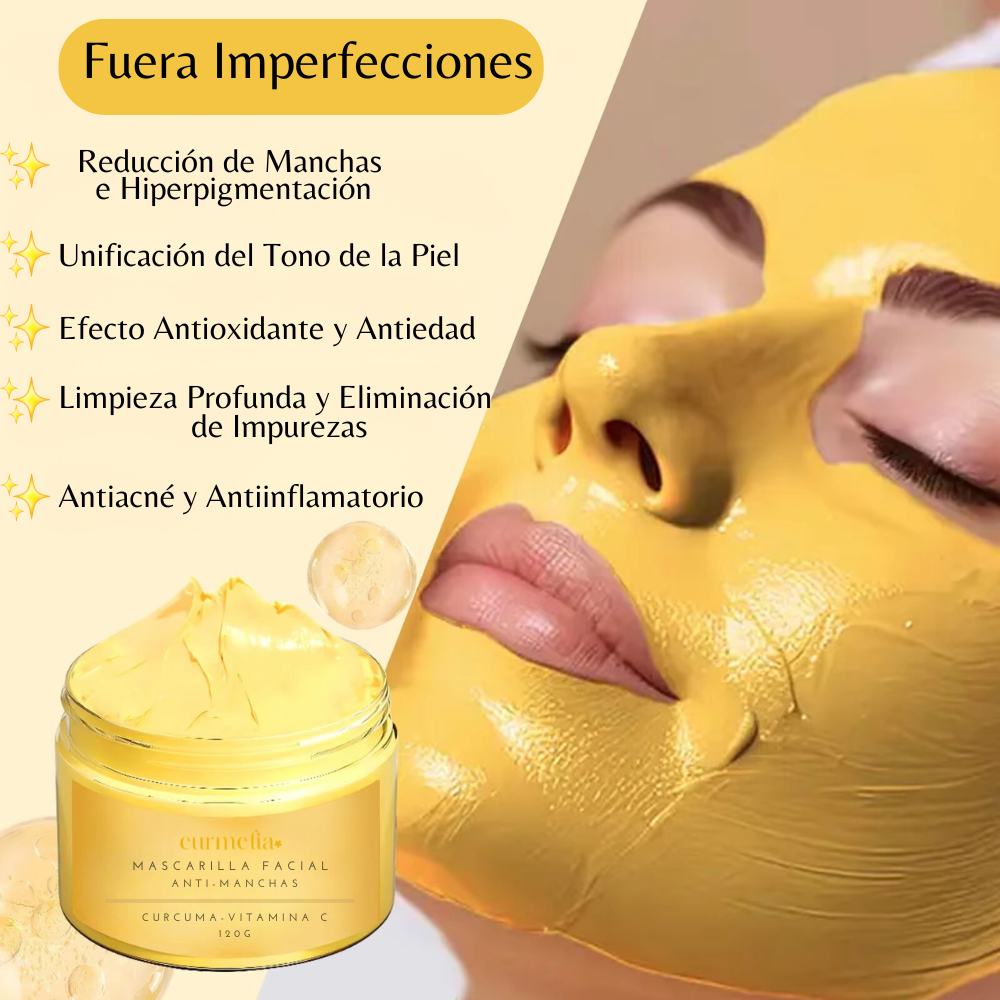 Mascarilla facial con cúrcuma y vitamina C  Curmelia© 120G - Fuera Imperfecciones